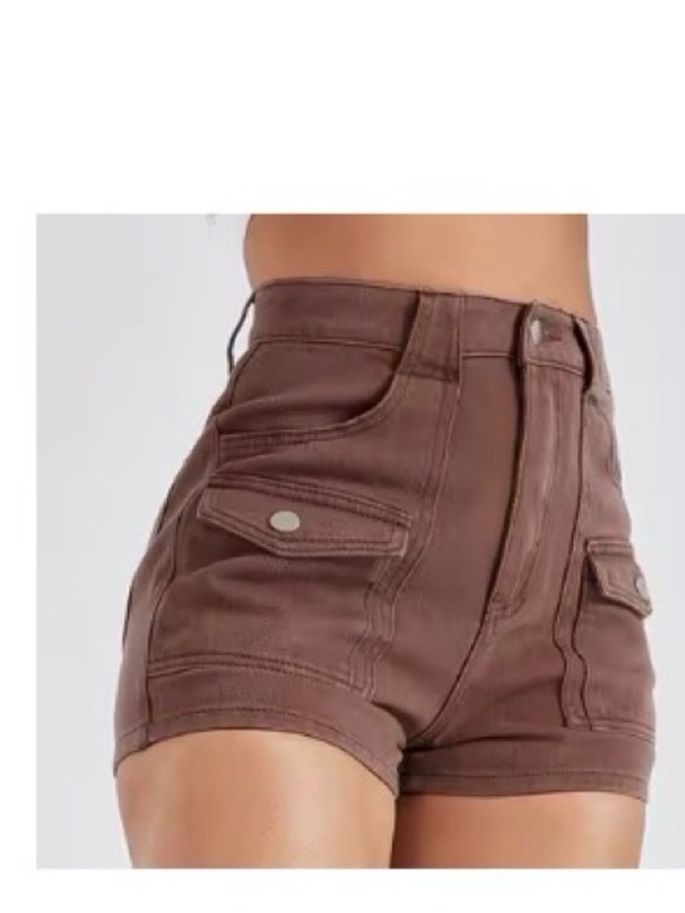 High-Waist Brown Women's Utility Shorts